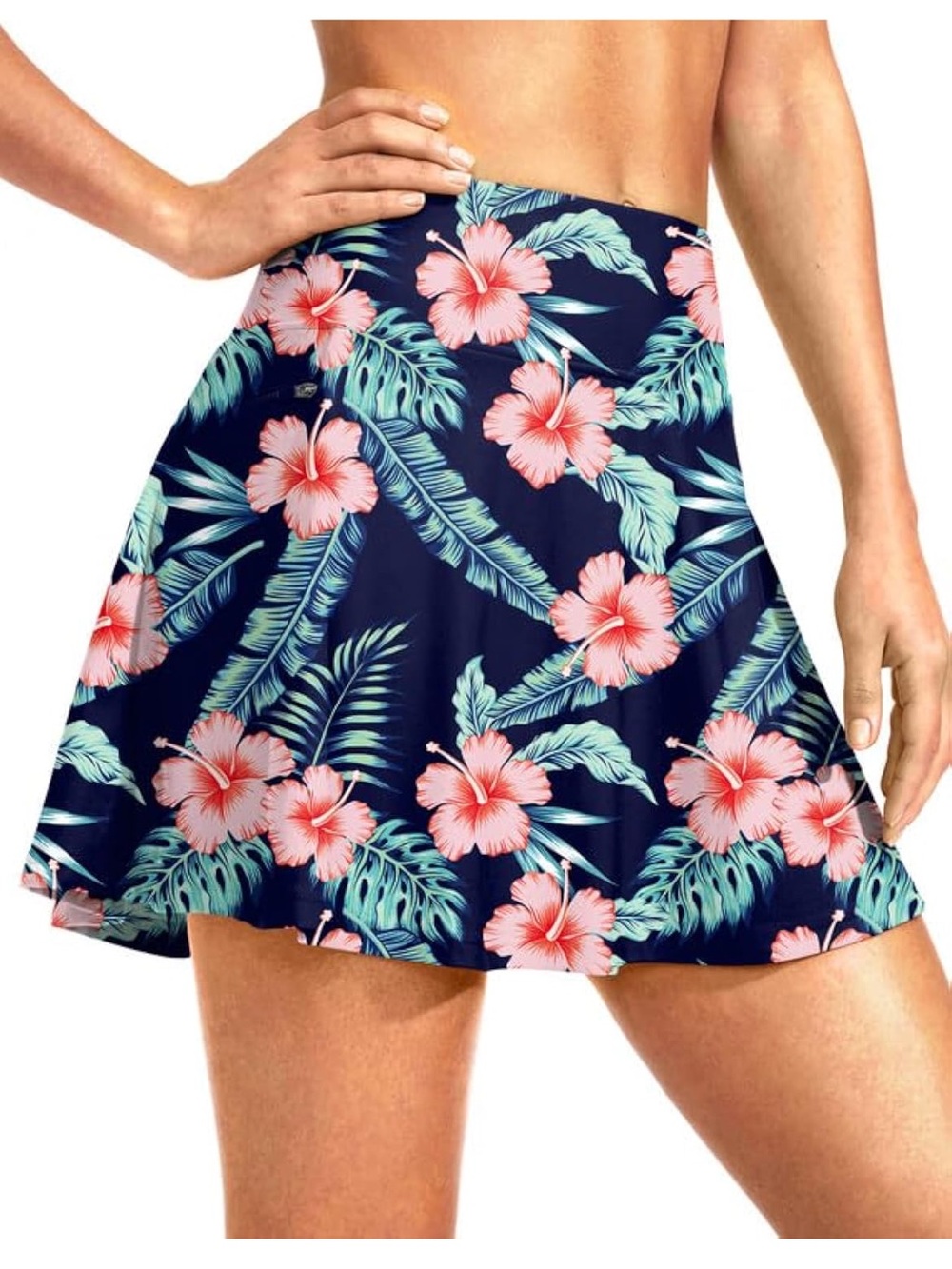 High Waisted Swim Skirt With Zipper Pockets Tummy Control. 1924/8-1